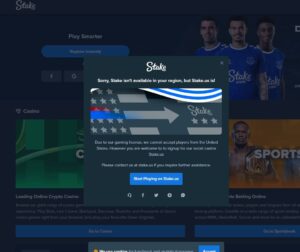 screenshot of stake gambling website